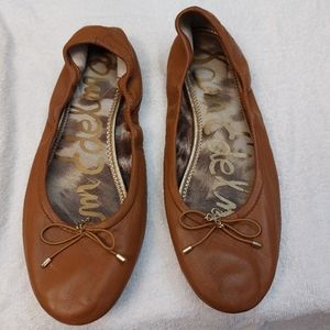 Sam Edelman Felicia Rose Gold Metallic Leather Ballet Flats Size 8 Women's